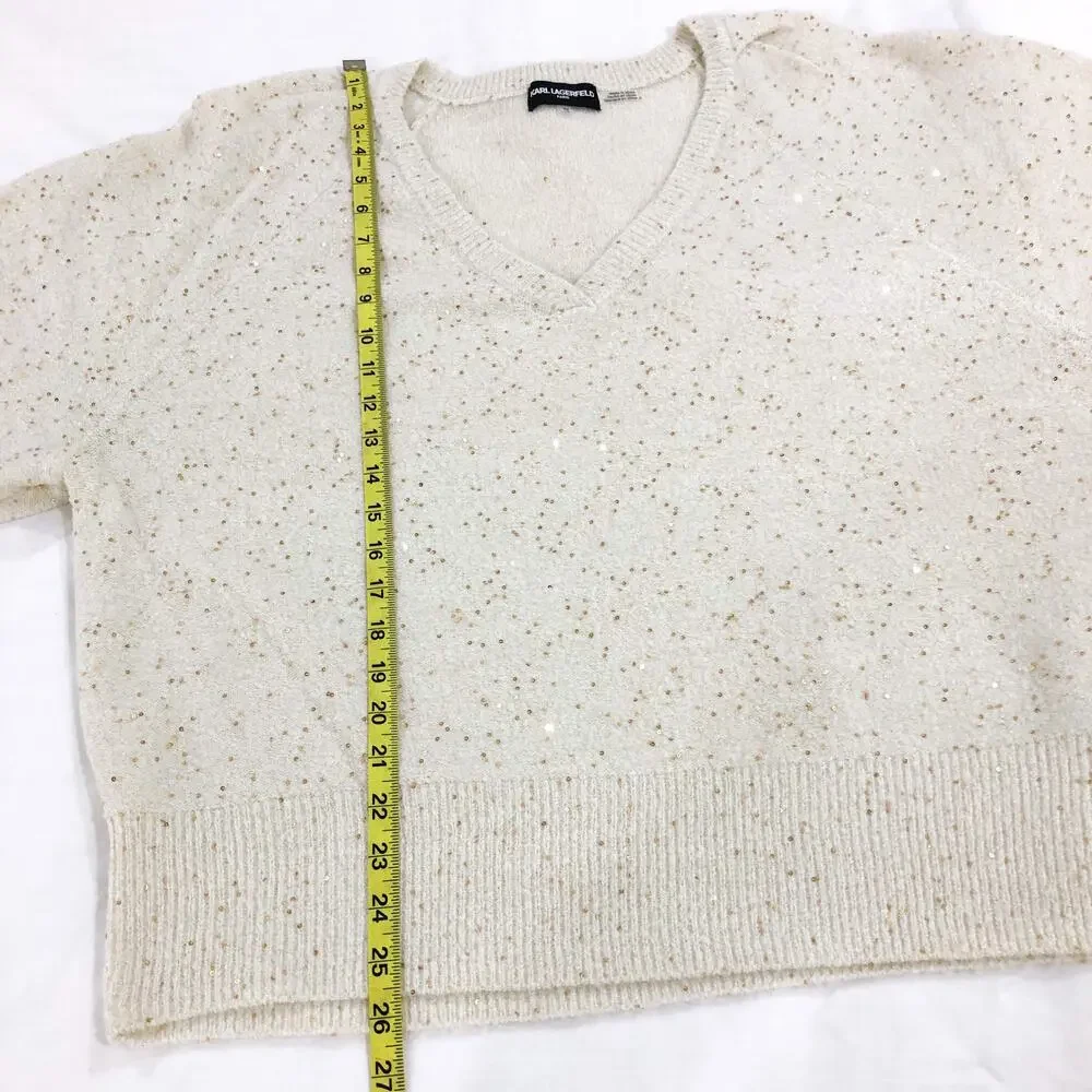 Karl Lagelfeld Paris Sparkle V-Neck Sweater